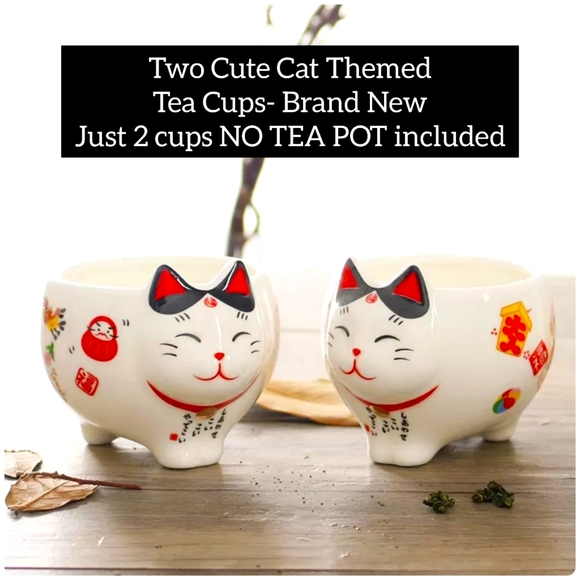 Other - 5/$25 Two Cat porcelain themed Tea Cups- Brand New set- Just 2 cups NO TEA POT